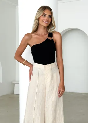 Pixie One Shoulder Top - Black