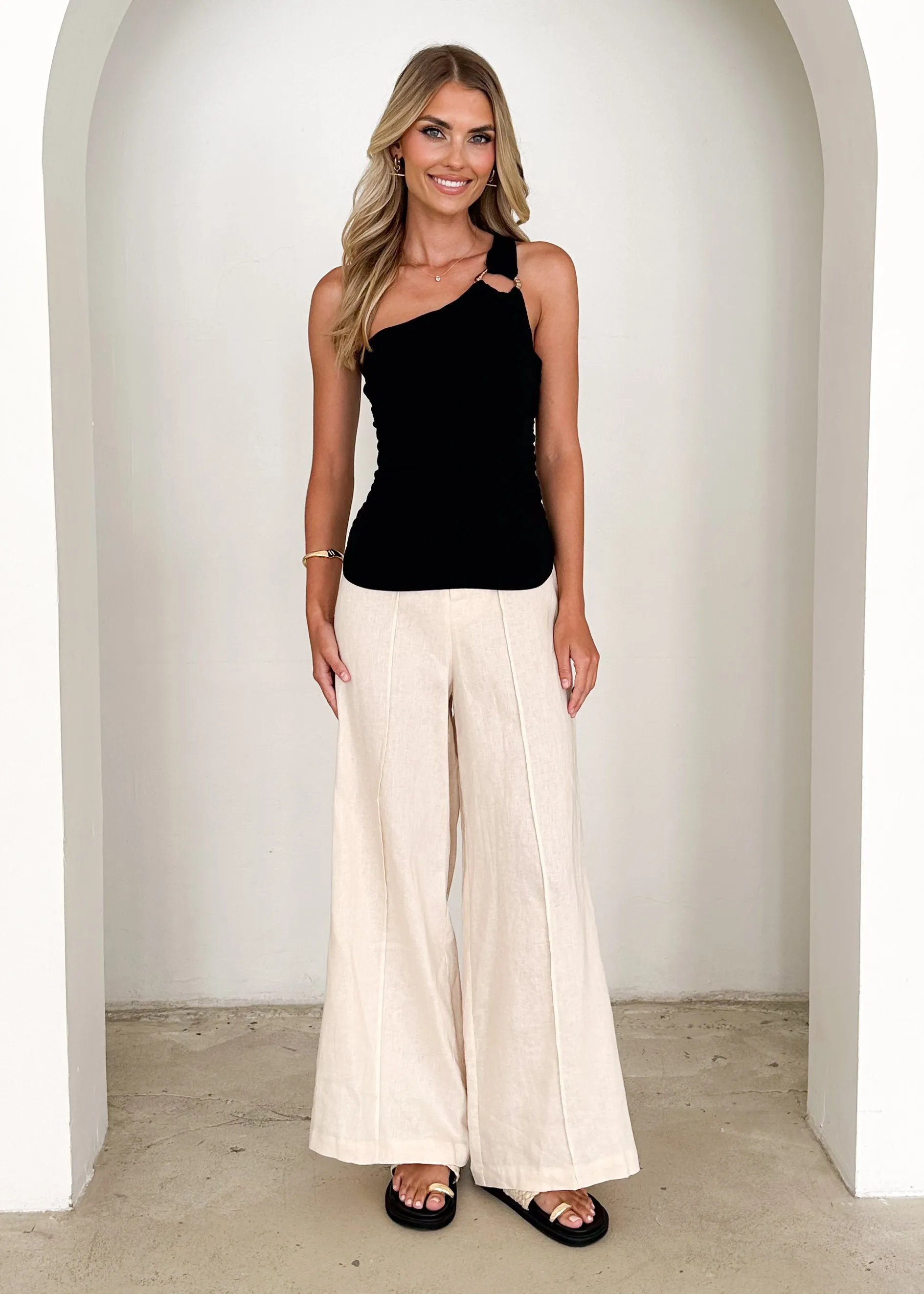 Pixie One Shoulder Top - Black