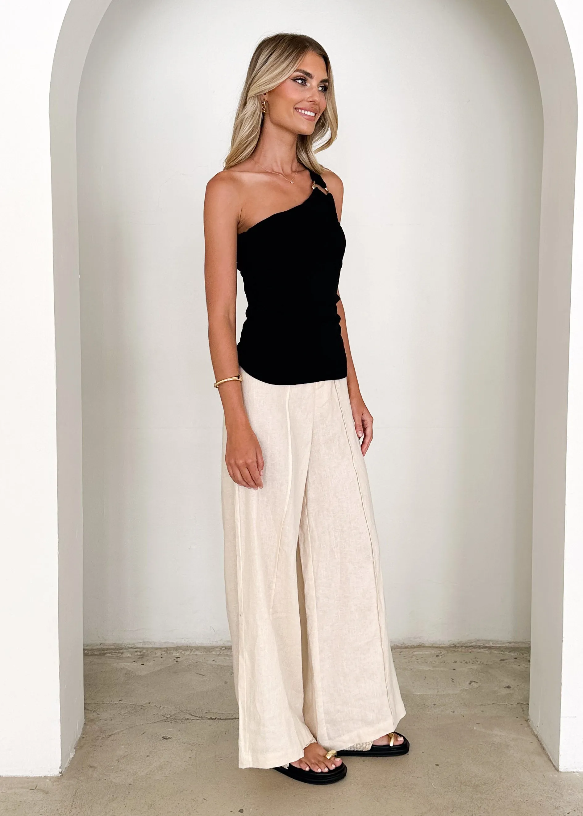 Pixie One Shoulder Top - Black