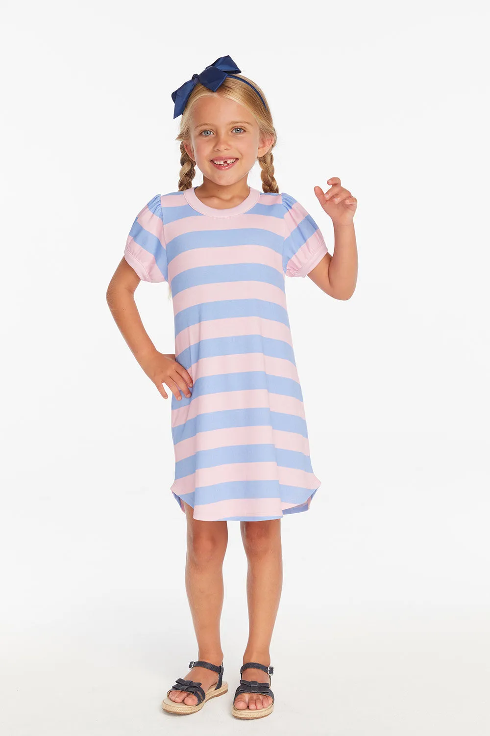 Puff Sleeve Bubblegum Stripe Dress