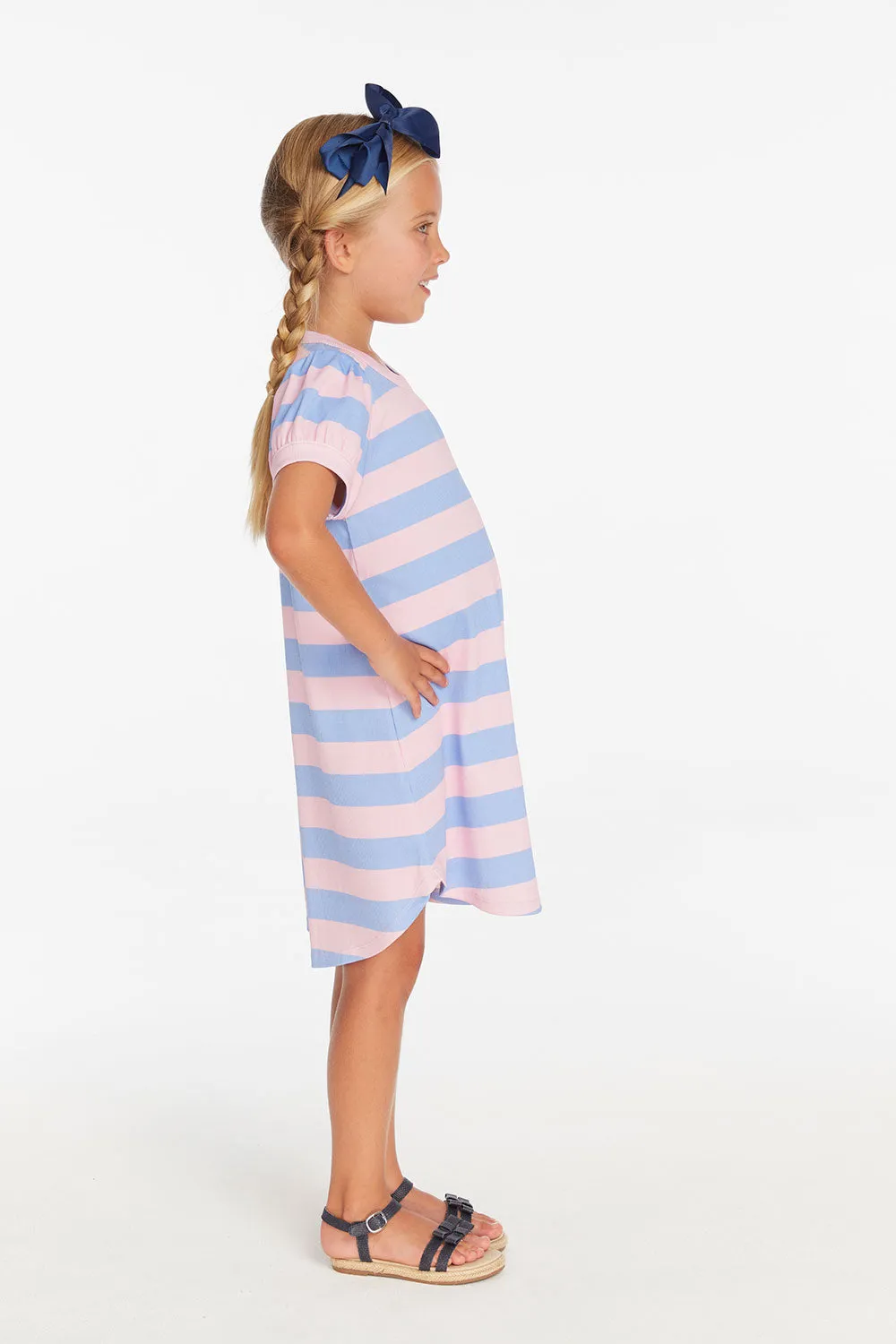 Puff Sleeve Bubblegum Stripe Dress