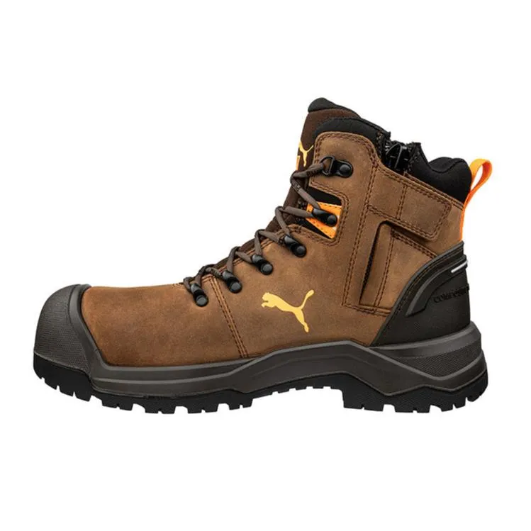 Puma Brown Iron HD Mid Fibreglass Toe Cap Zip Sided Lace Up Safety Boot With Scuff Cap (632717) (Pre Order)