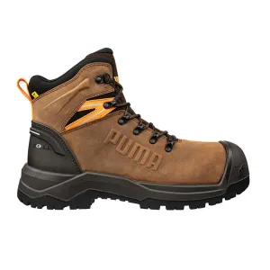 Puma Brown Iron HD Mid Fibreglass Toe Cap Zip Sided Lace Up Safety Boot With Scuff Cap (632717) (Pre Order)
