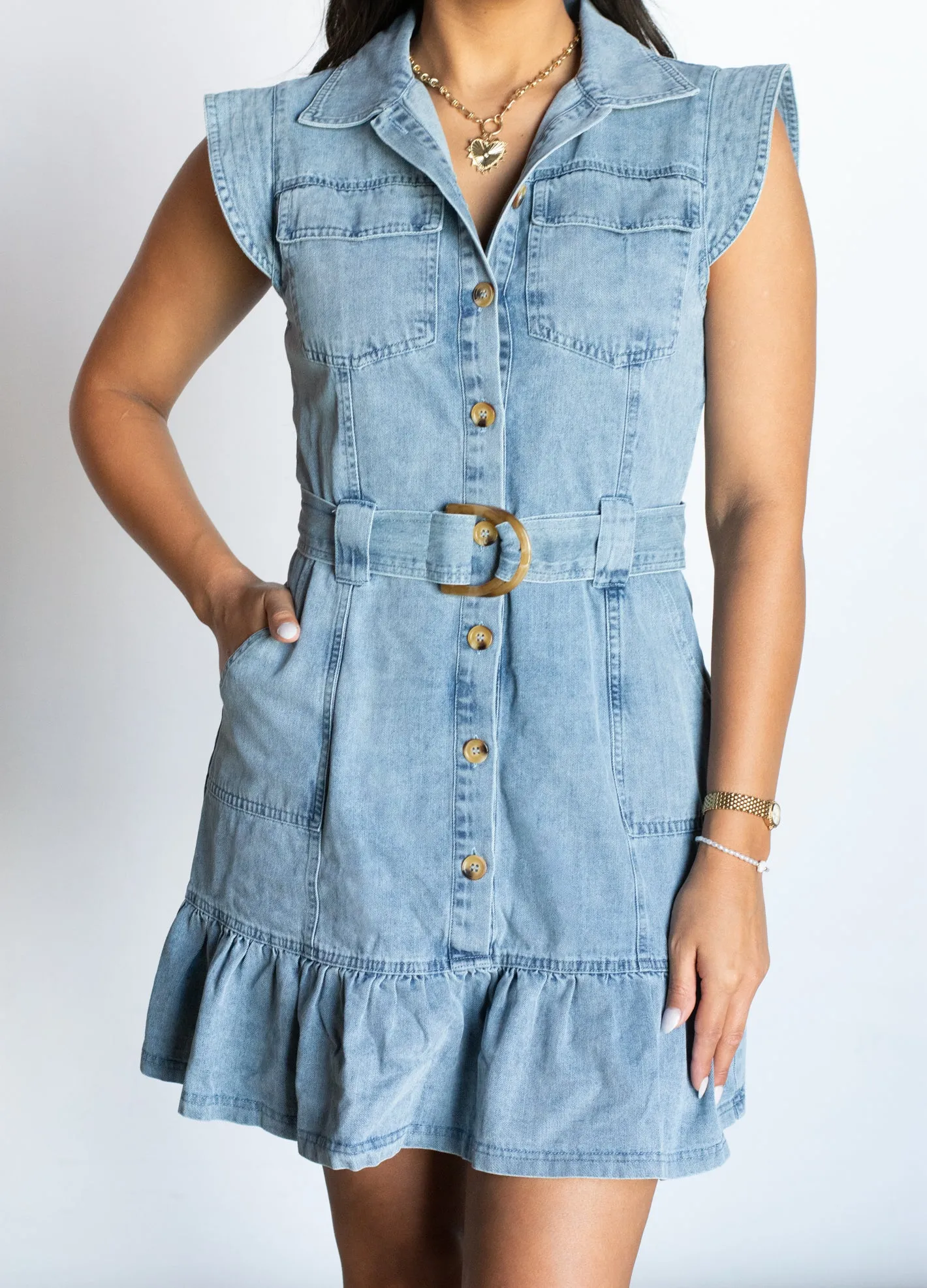 Ready to Charm Denim Dress
