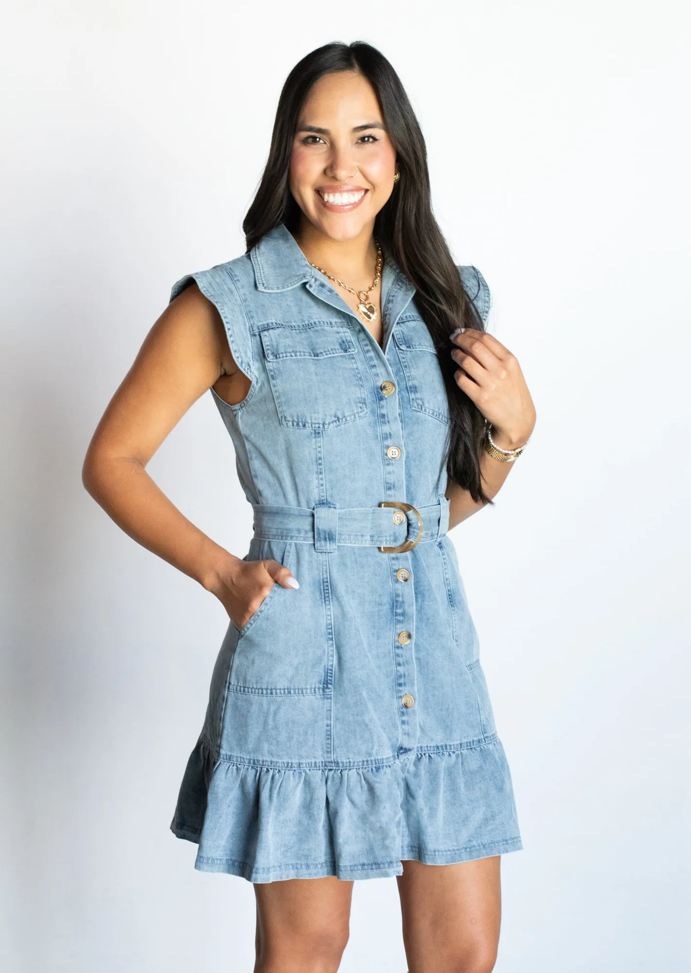 Ready to Charm Denim Dress