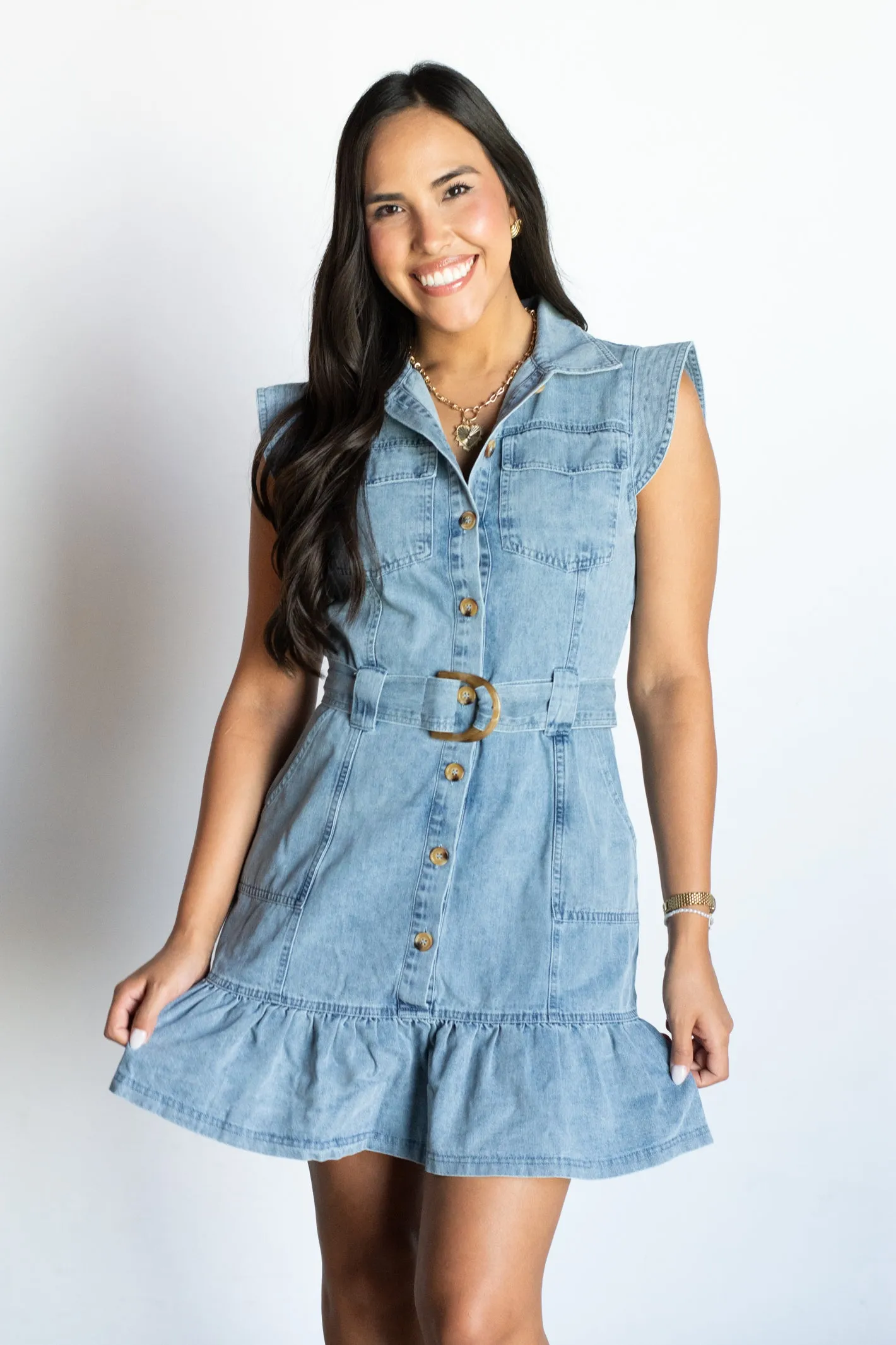 Ready to Charm Denim Dress