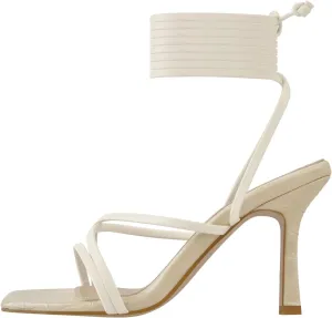 richealnini Women's Square Toe Lace Up Strappy Stilettos High Heeled Sandals