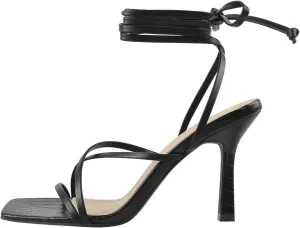 richealnini Women's Square Toe Lace Up Strappy Stilettos High Heeled Sandals