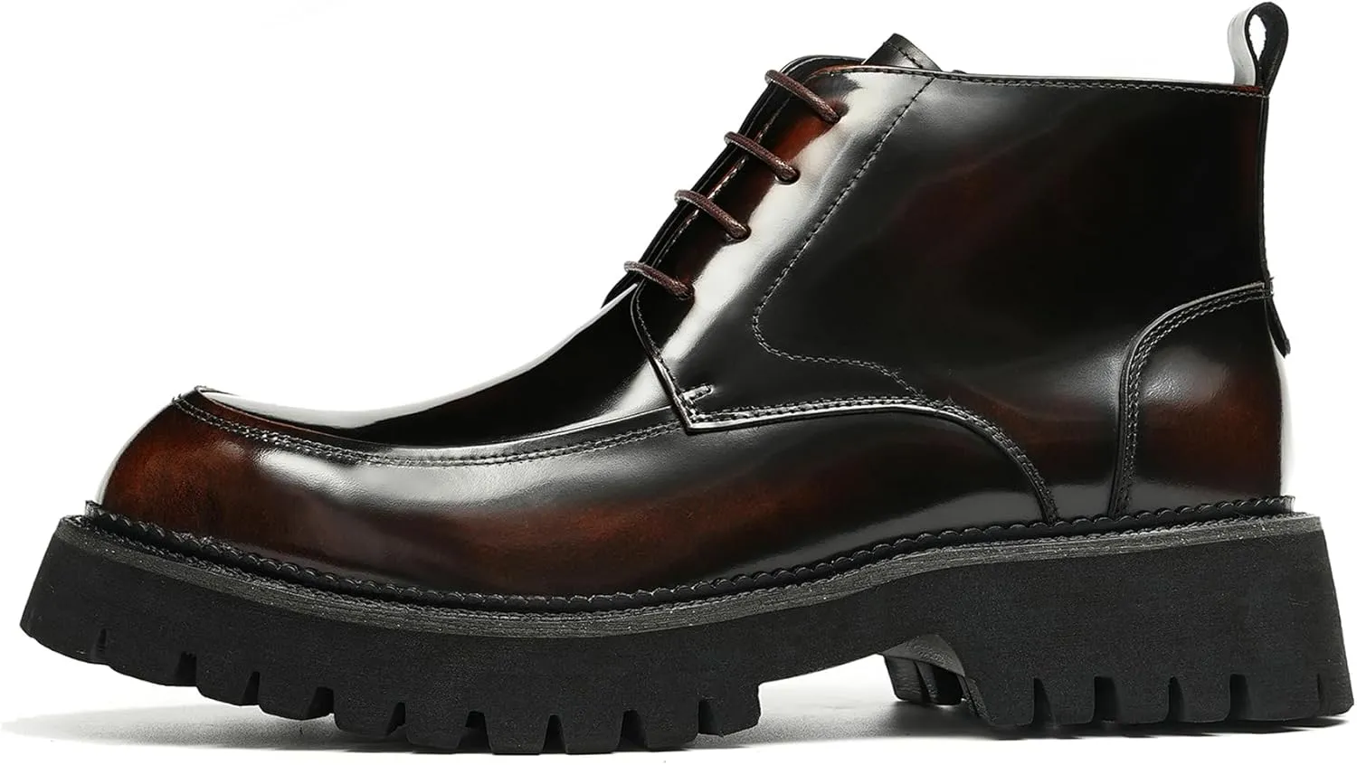Santimon Men Oxfords Boots Formal Dress Genuine Leather Wingtip Brogues Zipper Ankle Boots Fashion Prom Wedding Business Casual Thick Sole Chelsea Boots for Men