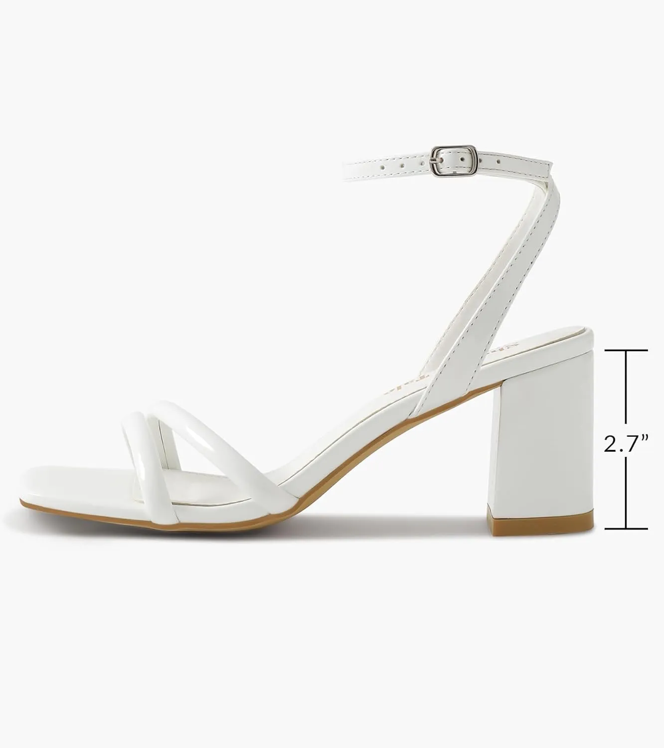 Shoe'N Tale Strappy Heels for Women Square Toe Chunky Block Heels Ankle Buckle Heeled Sandals