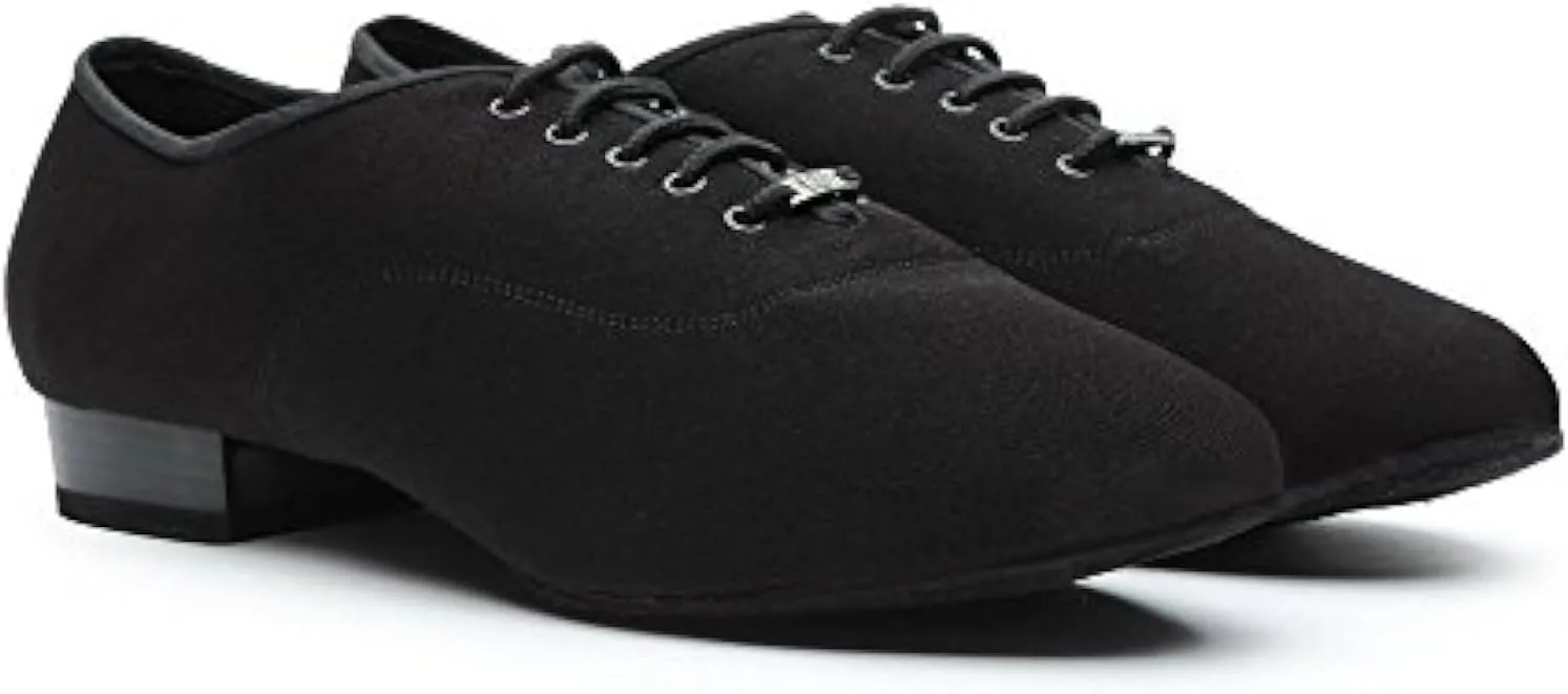 Shoes Men's Dancing Latin Salsa Tango Jazz Ballroom Training Practice Leather Canvas 302-1, Black, 6-14