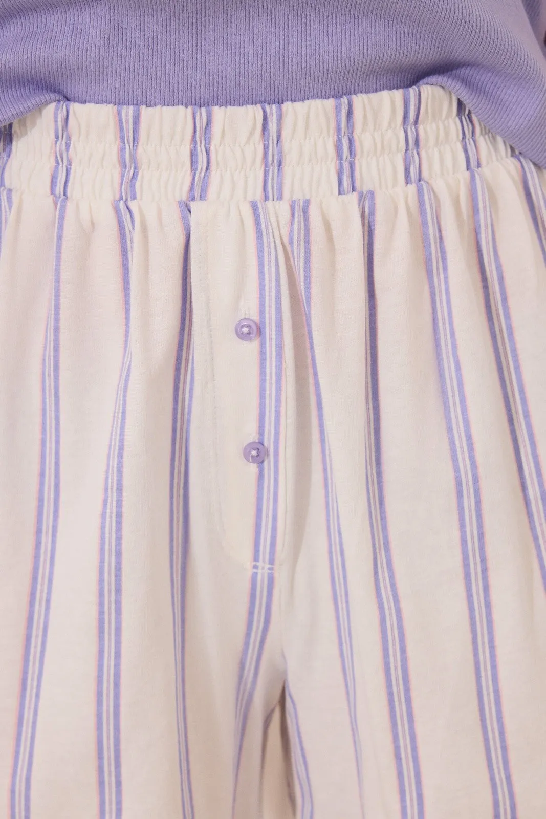 Short lilac striped cotton short pyjamas - Purple