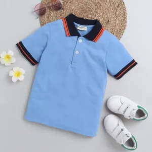 Solid Polo Collar Tshirt - Blue