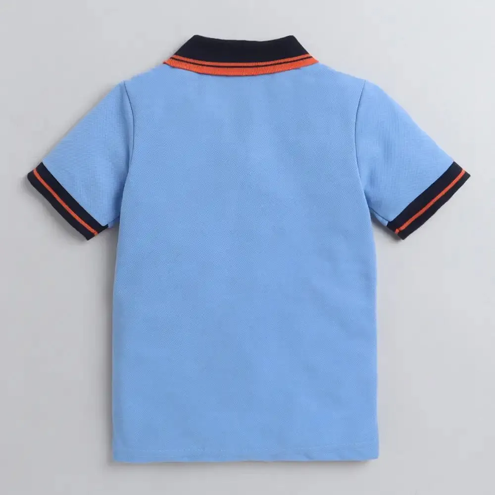 Solid Polo Collar Tshirt - Blue