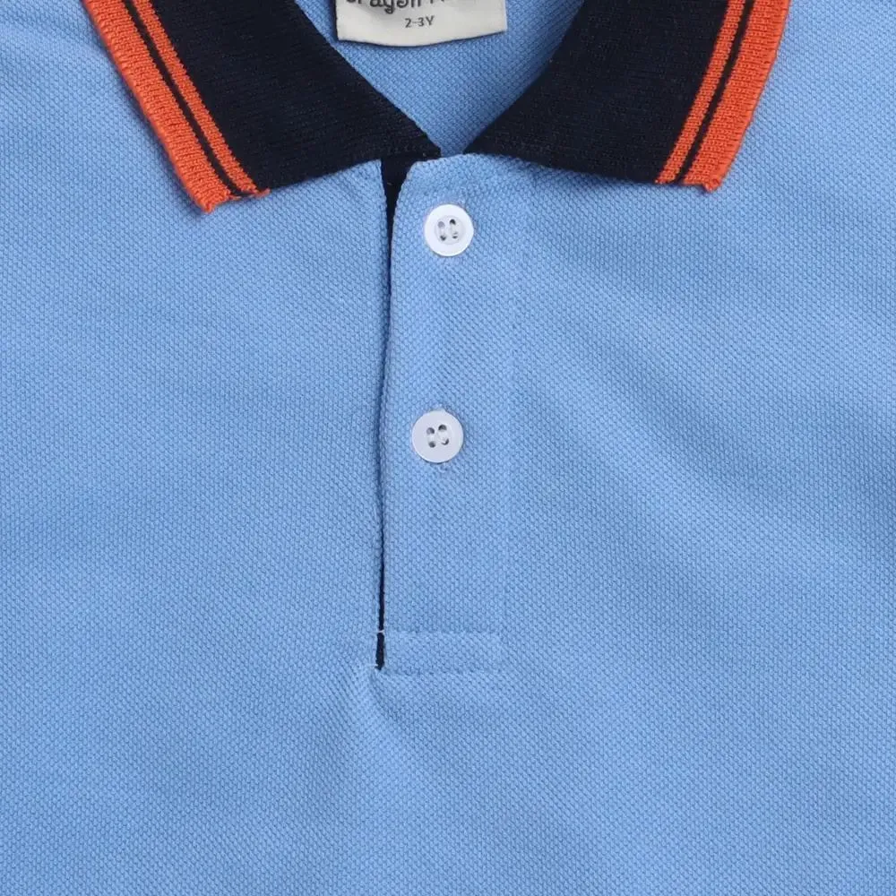 Solid Polo Collar Tshirt - Blue