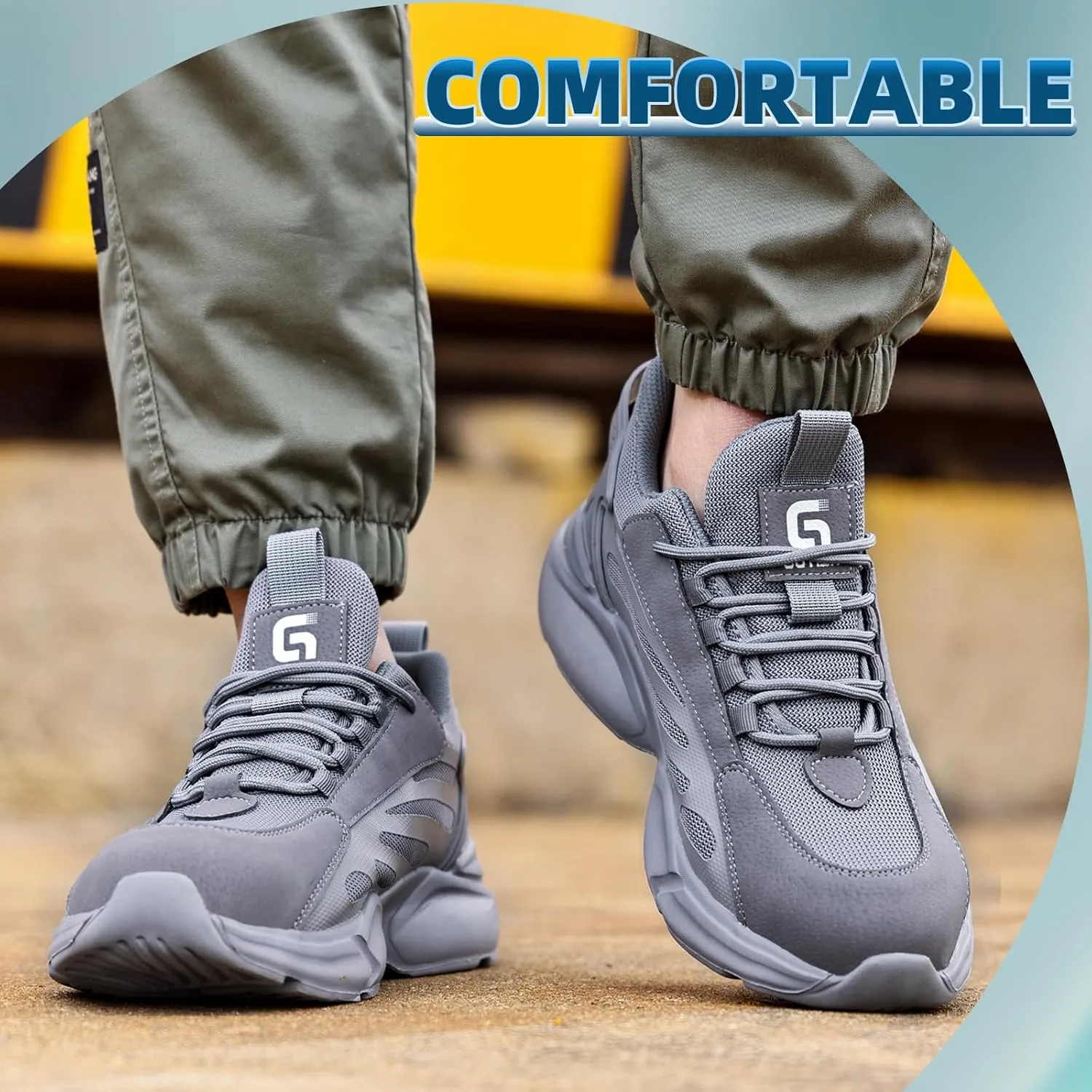 Steel Toe Shoes for Men Lightweight Work Shoes Construction Industrial Work Tennis Shoes Safety Shoes Comfortable Steel Toe Sneakers for Men Women