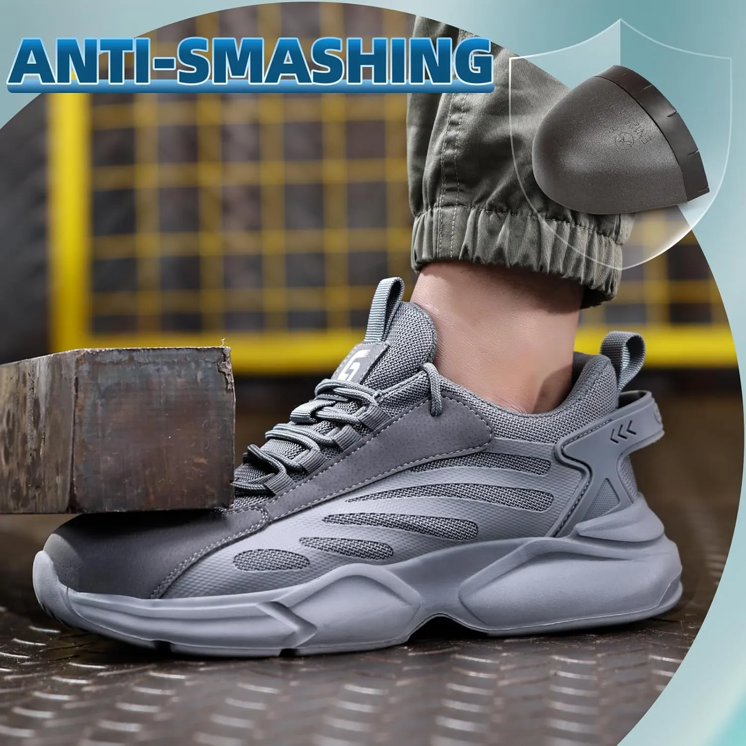 Steel Toe Shoes for Men Lightweight Work Shoes Construction Industrial Work Tennis Shoes Safety Shoes Comfortable Steel Toe Sneakers for Men Women