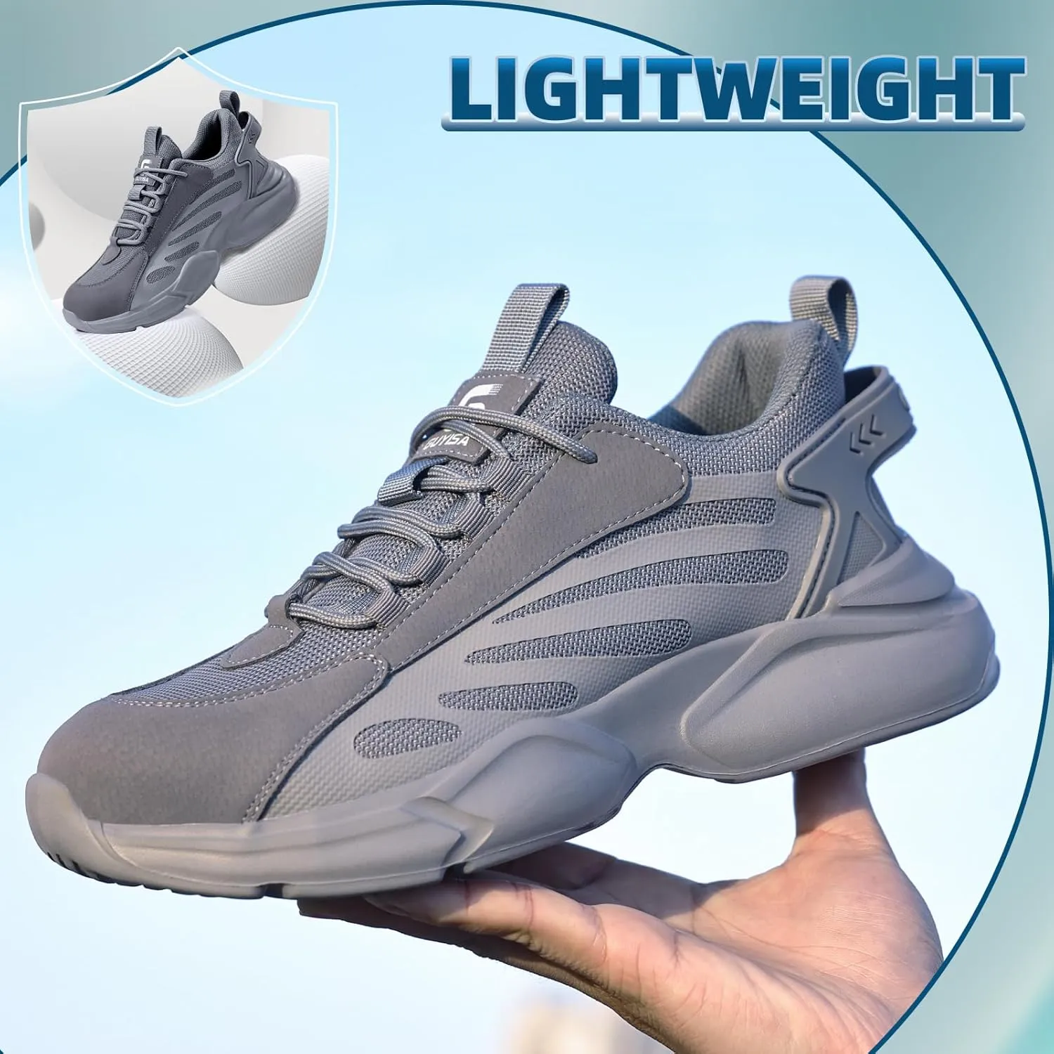 Steel Toe Shoes for Men Lightweight Work Shoes Construction Industrial Work Tennis Shoes Safety Shoes Comfortable Steel Toe Sneakers for Men Women