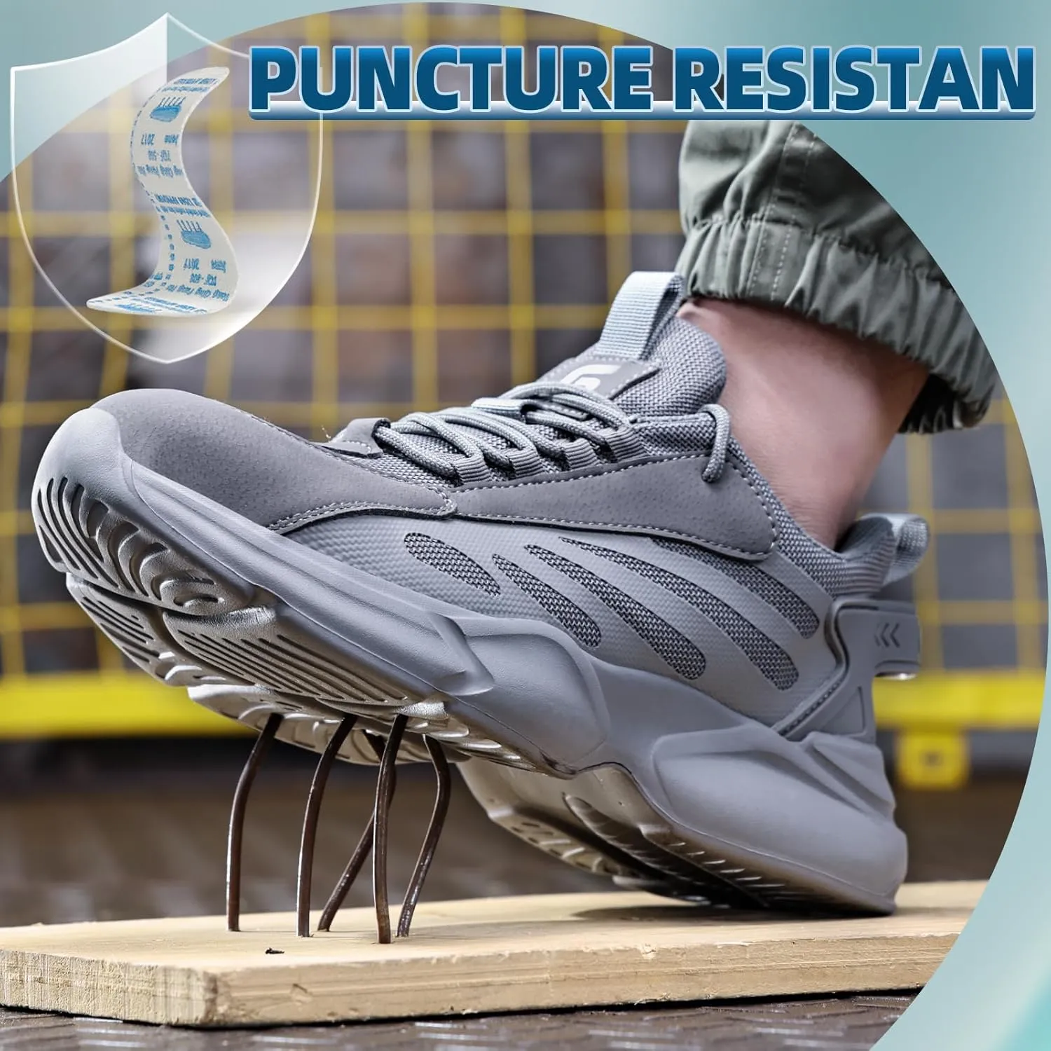 Steel Toe Shoes for Men Lightweight Work Shoes Construction Industrial Work Tennis Shoes Safety Shoes Comfortable Steel Toe Sneakers for Men Women
