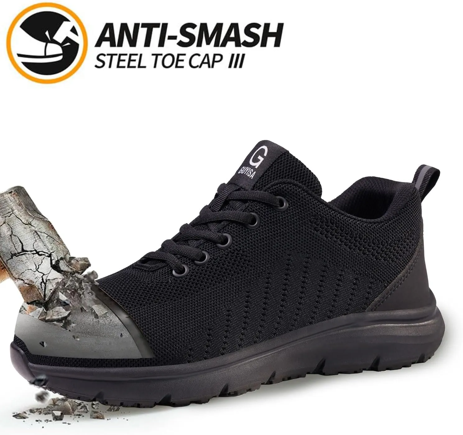 Steel Toe Shoes for Men, Lightweight Work Shoes,Construction Industrial Work Safety Boots, Comfortable Steel Toe Sneakers for Men Women