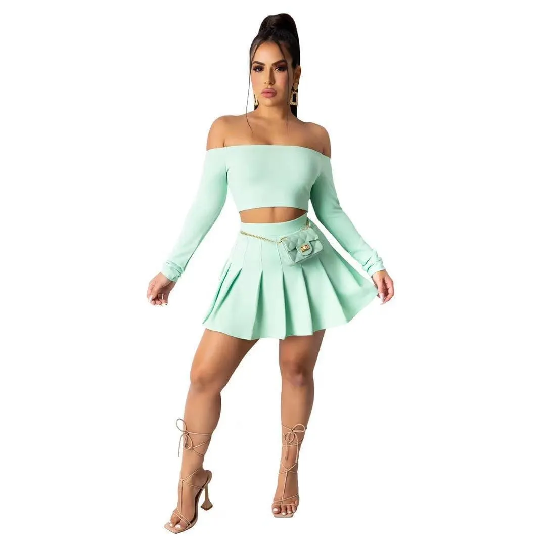 Strapless Girls Dresses Casual Pleated Skirts And Top