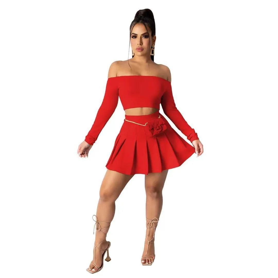 Strapless Girls Dresses Casual Pleated Skirts And Top
