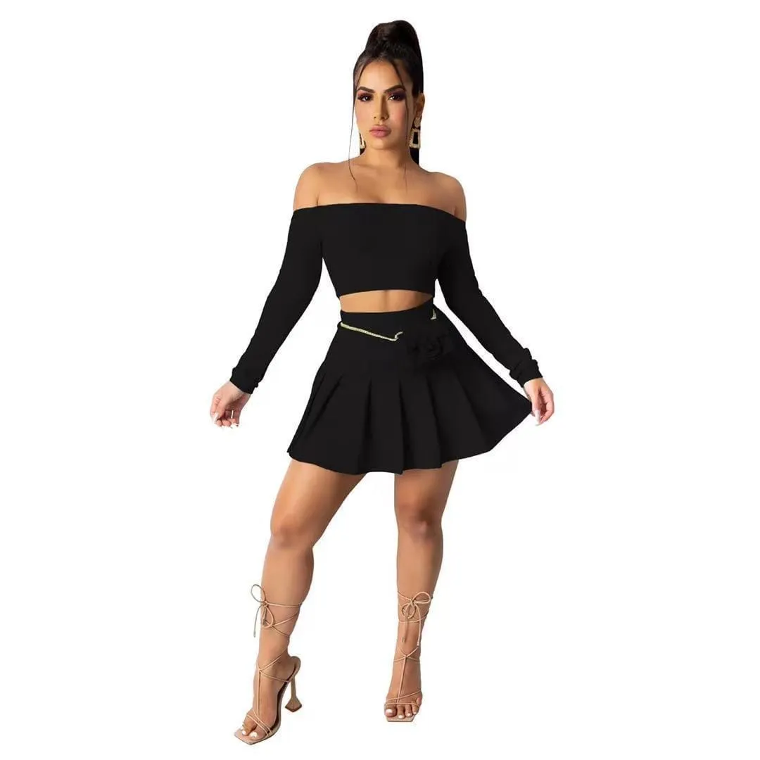 Strapless Girls Dresses Casual Pleated Skirts And Top