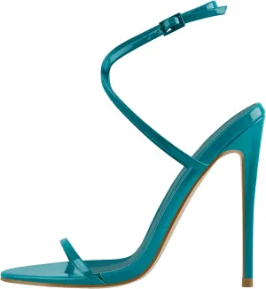 Strappy High Stiletto Heels, Ankle Strap Buckle Heeled Womens Sandals, Sexy Comfort Open Round Toe Heels for Daily Party Dress