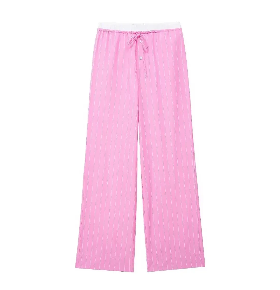 Striped Lapel Wide-Leg Set