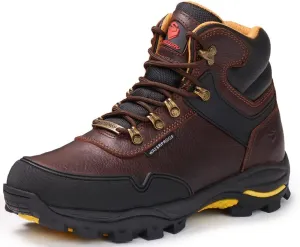 SUREWAY Men's 6" Soft Toe Heavy Duty Waterproof Work Boot - Leather,Lace Up Comfortable EH Construction Industrial Ankle Safety Men Work Boots,Roofing, Hunting
