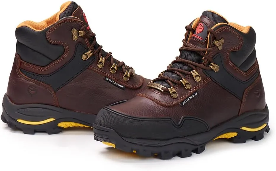 SUREWAY Men's 6" Soft Toe Heavy Duty Waterproof Work Boot - Leather,Lace Up Comfortable EH Construction Industrial Ankle Safety Men Work Boots,Roofing, Hunting