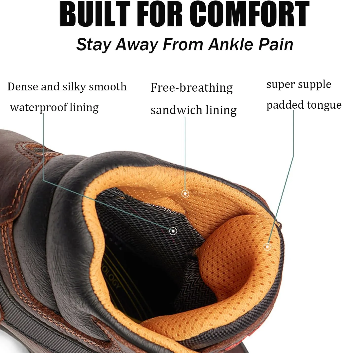 SUREWAY Men's 6" Soft Toe Heavy Duty Waterproof Work Boot - Leather,Lace Up Comfortable EH Construction Industrial Ankle Safety Men Work Boots,Roofing, Hunting