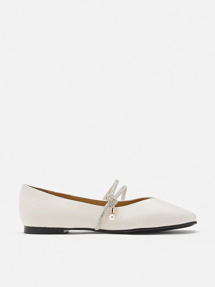Tessa Embellished Knot Strapped Flats