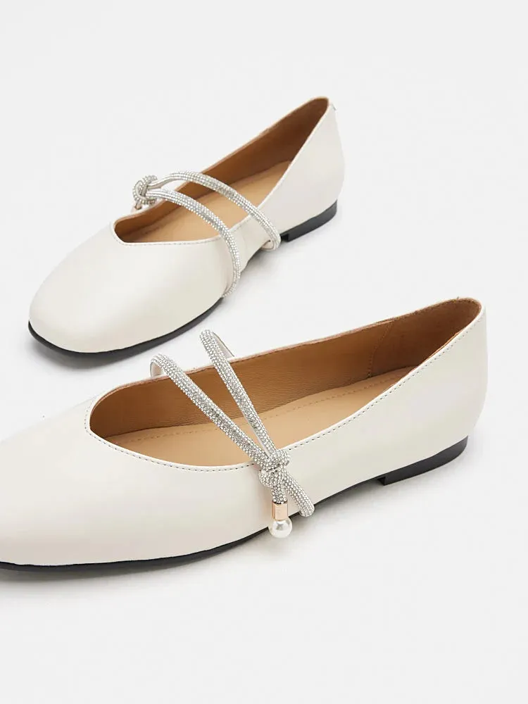 Tessa Embellished Knot Strapped Flats