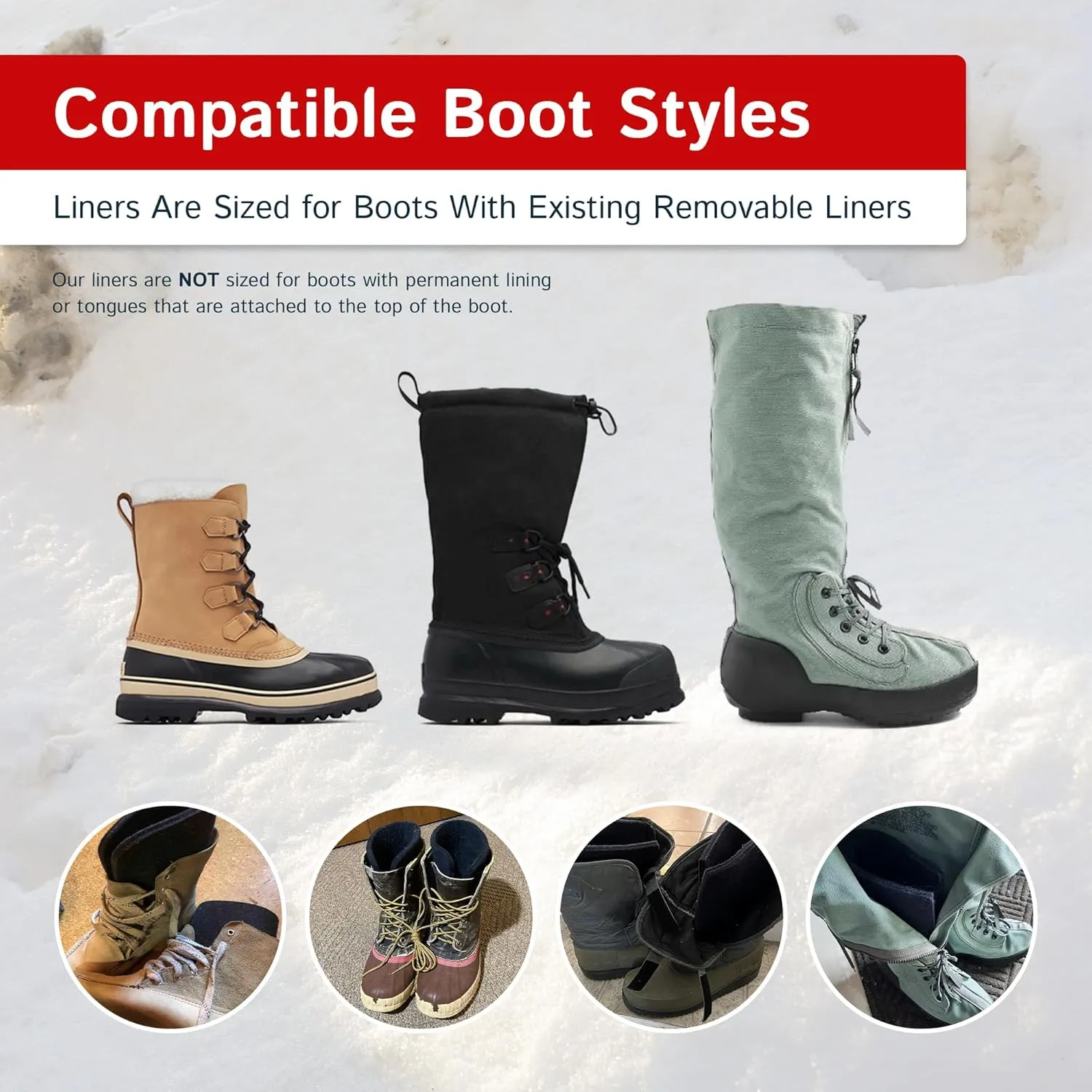 The Felt Store Wool Boot Liners for Men and Women (Unisex), Replacement Felt Liners for Insulating Winter, Hunting, Work and Rubber Boots, Style 826 BB, Standard Boot (10 high)