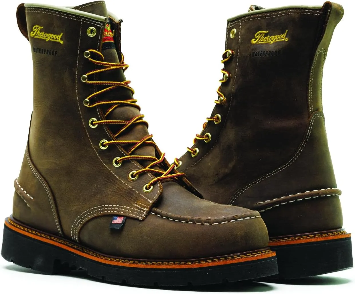 Thorogood 1957 Series 8 Waterproof Moc Toe Work Boots for Men - Soft Toe, Full-Grain Leather with Comfort Insole and Slip-Resistant Heel Outsole; EH Rated