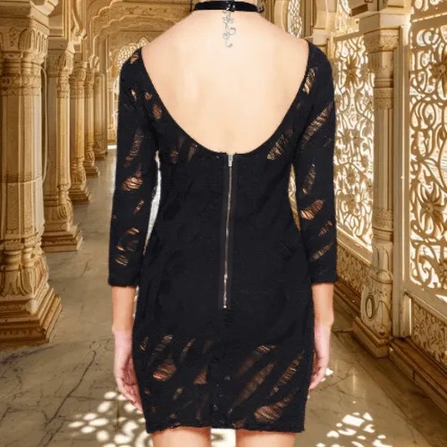 Tiger Stripe Embroidered Dress