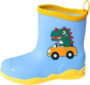 Toddler Kids Waterproof Cute Cartoon Dinosaur Printed Rain Boots Patterns Rubber Boots For Boys Girls Rainboots