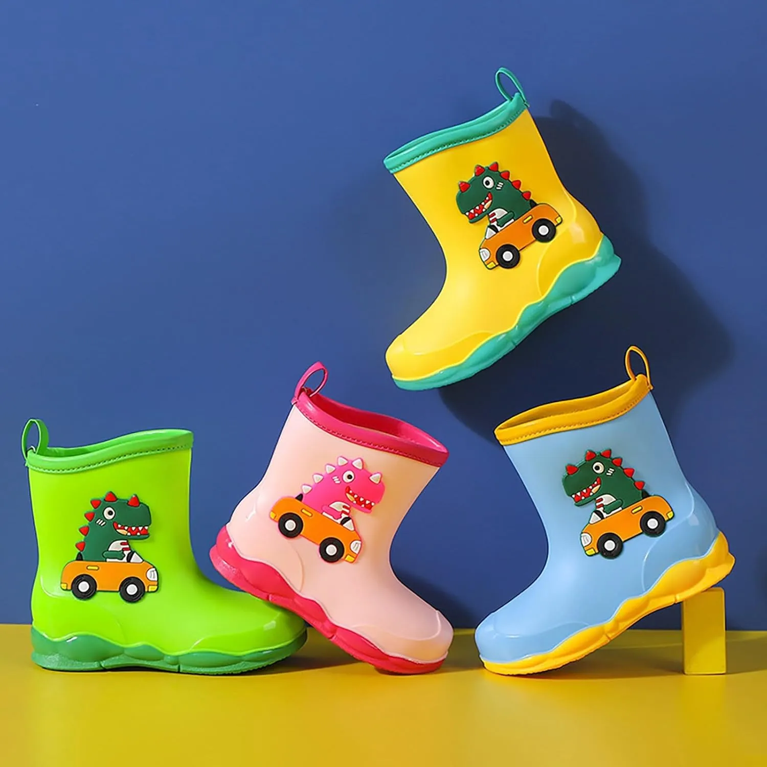 Toddler Kids Waterproof Cute Cartoon Dinosaur Printed Rain Boots Patterns Rubber Boots For Boys Girls Rainboots
