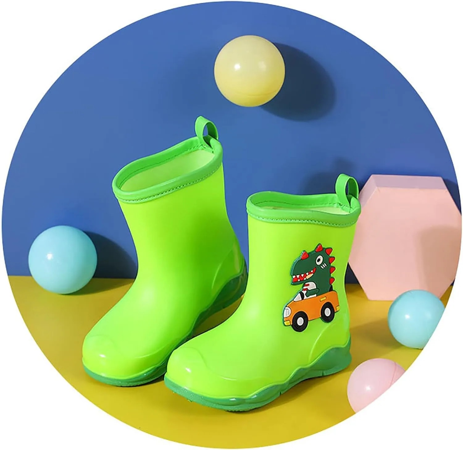 Toddler Kids Waterproof Cute Cartoon Dinosaur Printed Rain Boots Patterns Rubber Boots for Little Boys and Girls
