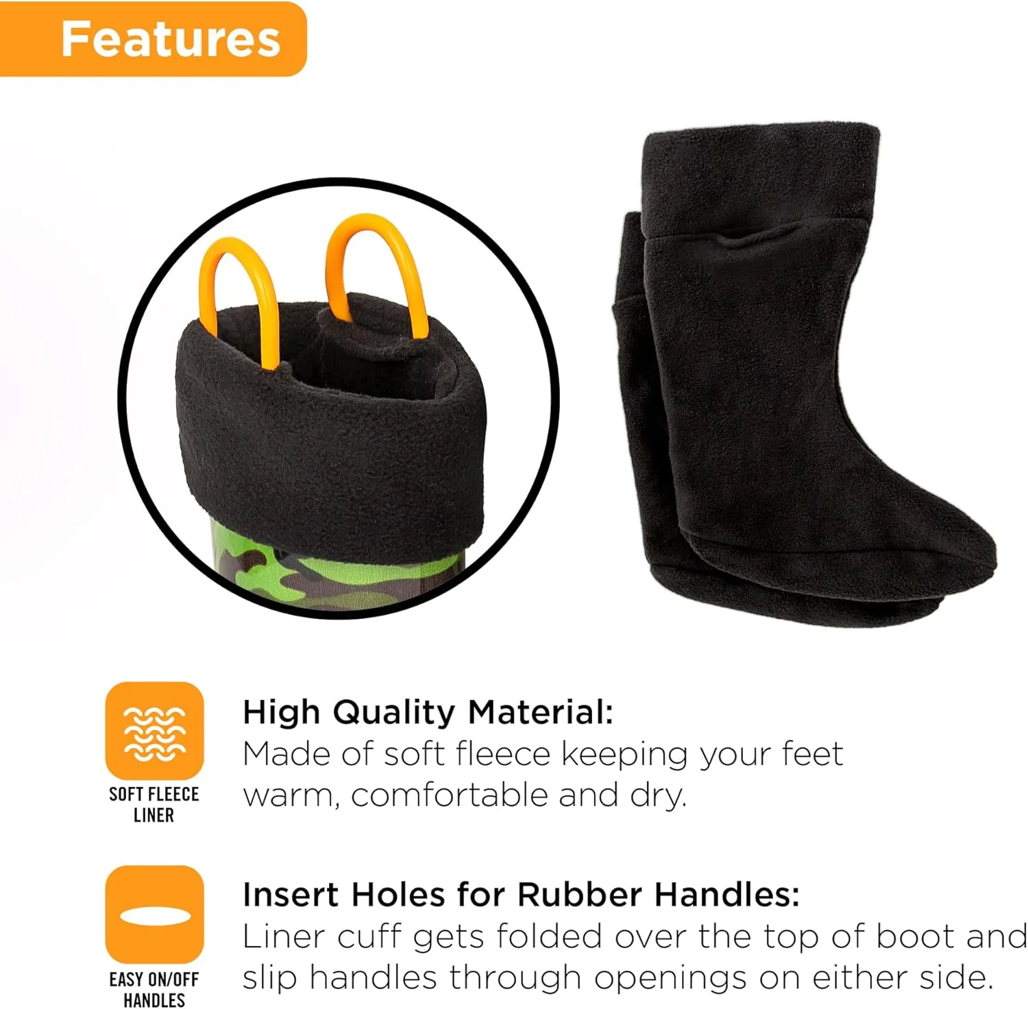 Toddler Rain Boots, Kids Rain Boots Waterproof Rubber Boots for Girls and Boys with Sock, Fun Patterns, Easy-On Handles 8-12