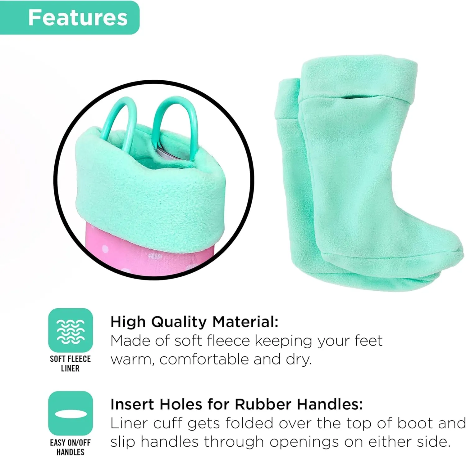 Toddler Rain Boots, Kids Rain Boots Waterproof Rubber Boots for Girls and Boys with Sock, Fun Patterns, Easy-On Handles 8-12