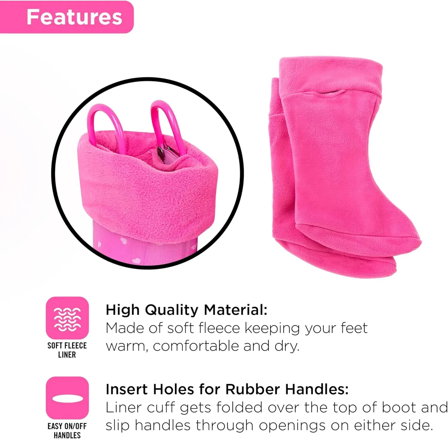 Toddler Rain Boots, Kids Rain Boots Waterproof Rubber Boots for Girls and Boys with Sock, Fun Patterns, Easy-On Handles 8-12