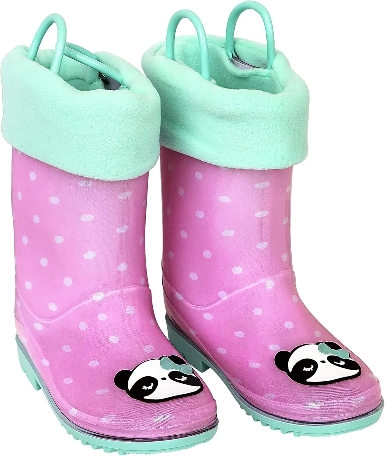 Toddler Rain Boots, Kids Rain Boots Waterproof Rubber Boots for Girls and Boys with Sock, Fun Patterns, Easy-On Handles 8-12