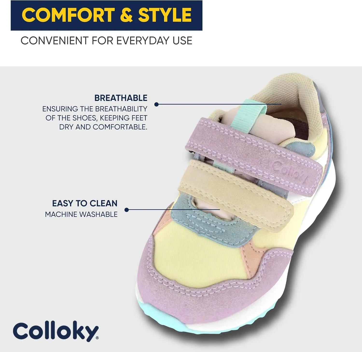 Toddler Shoes for Boys and Girls - Lightweight, Washable Sneakers with Arch Support & Strap Closure - Breathable Lifestyle Shoes