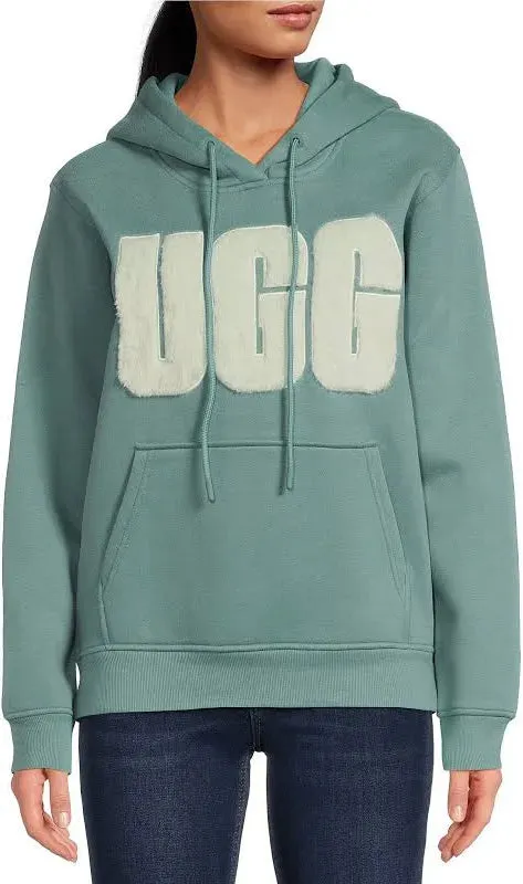 Ugg Rey Fuzzy Logo Hoodie Women's- Deep Ice, Dee Ice
