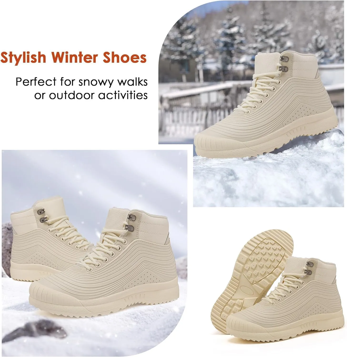 ulogu Snow Boots for Men WomenInsulated Waterproof Fur Lined BootiesNon Slip Lightweight Winter Shoes