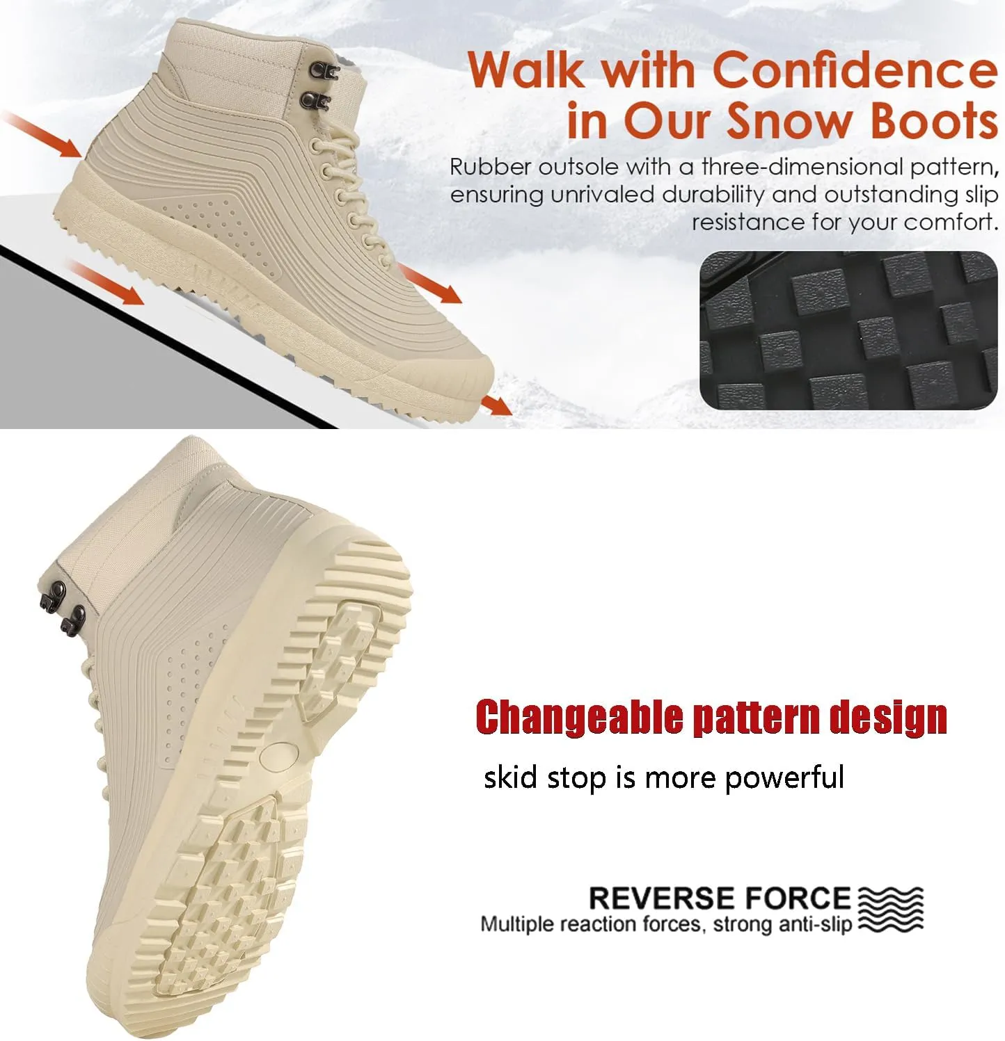 ulogu Snow Boots for Men WomenInsulated Waterproof Fur Lined BootiesNon Slip Lightweight Winter Shoes