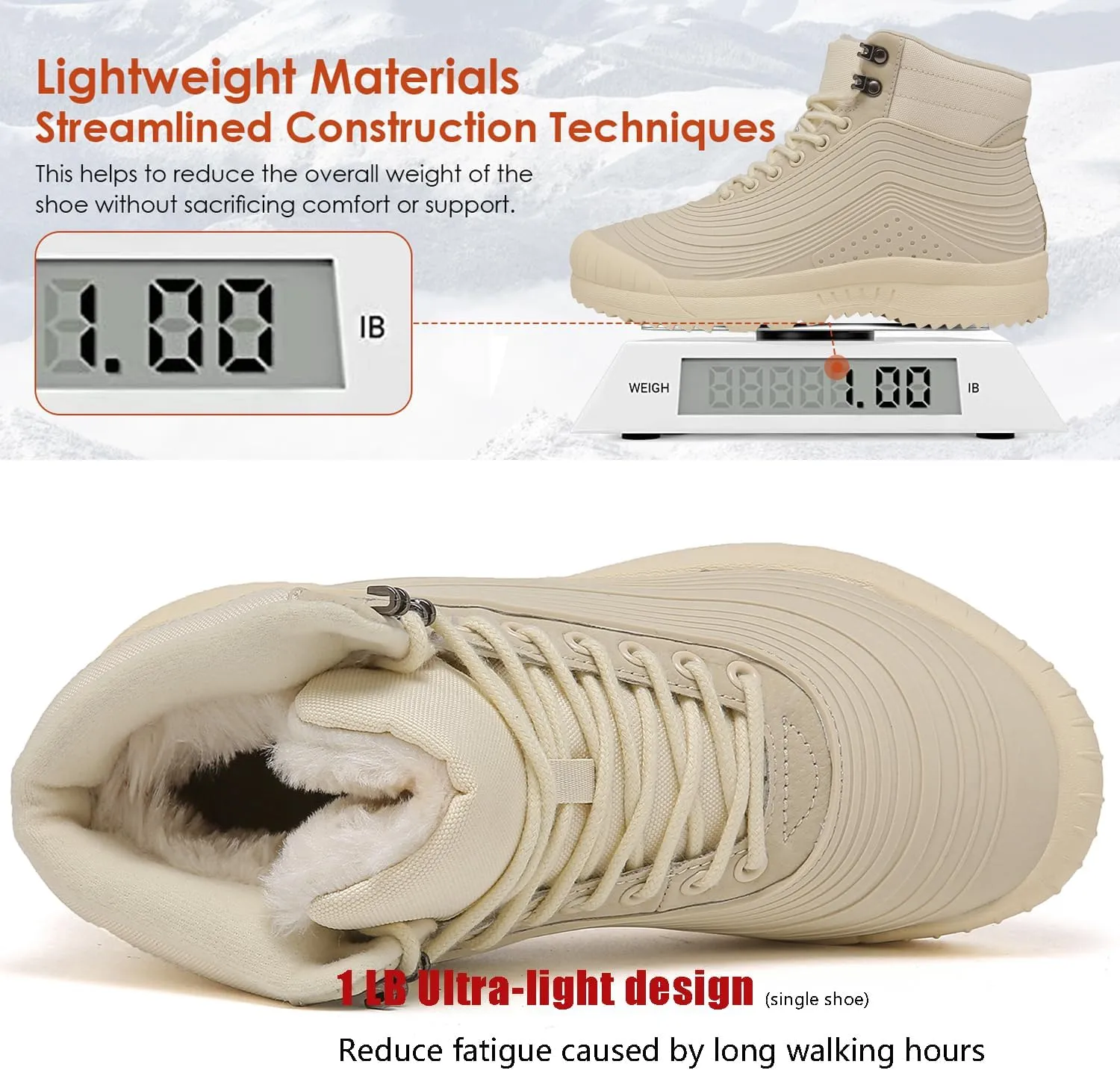 ulogu Snow Boots for Men WomenInsulated Waterproof Fur Lined BootiesNon Slip Lightweight Winter Shoes