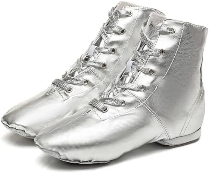 Unisex Kids Lace-up Jazz Dance Shoes Canvas Soft Leather Split Sole Ballet Boots for Girls Boys (Toddler/Little Kid/Big Kid)